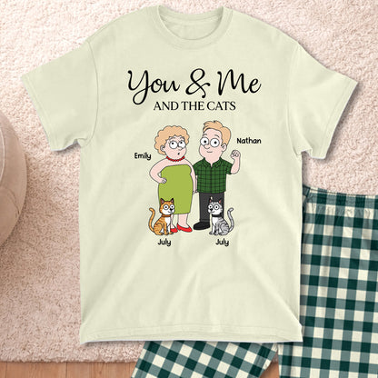PSTPA11 You Me And The Cat - Personalized Custom Pajama Set