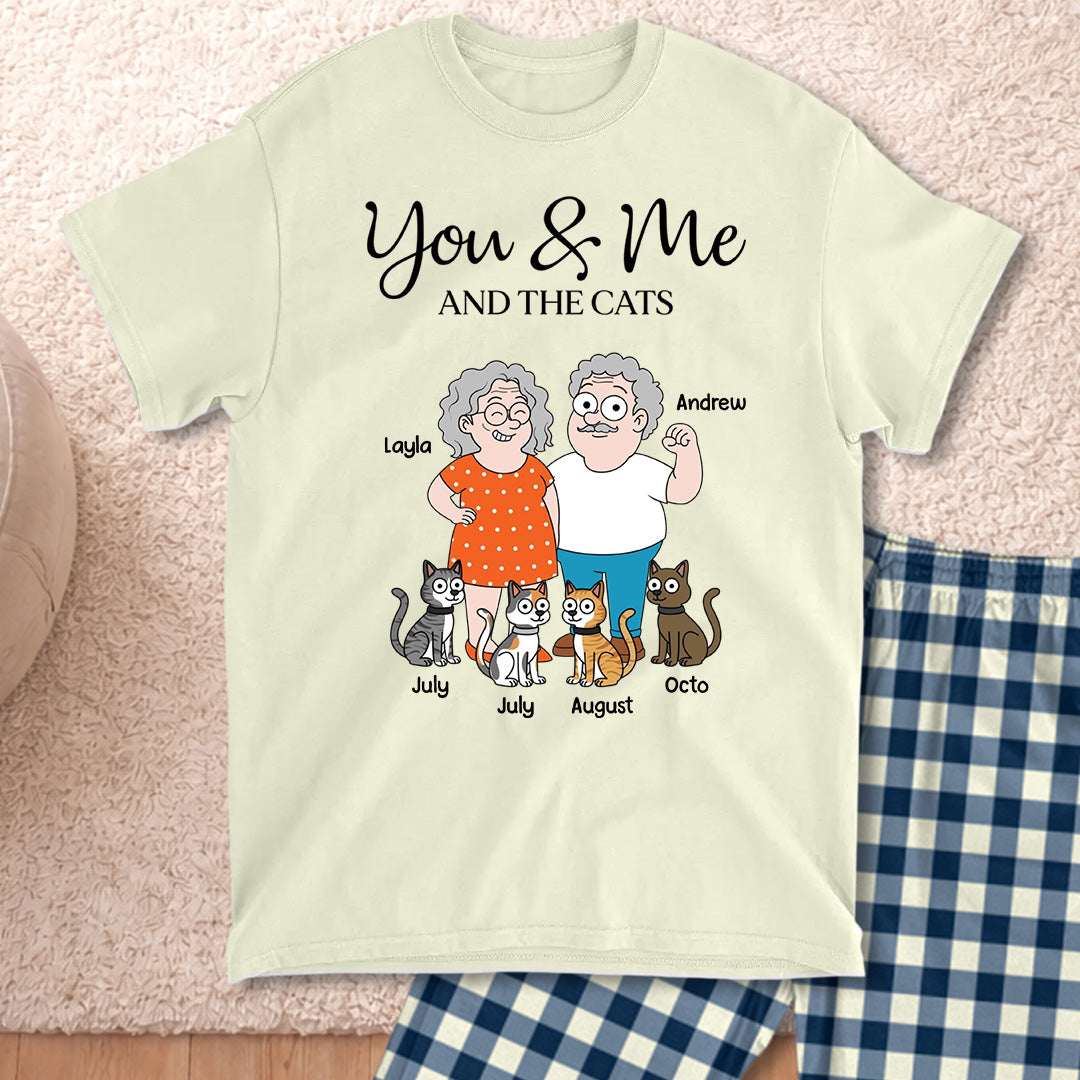 PSTPA11 You Me And The Cat - Personalized Custom Pajama Set