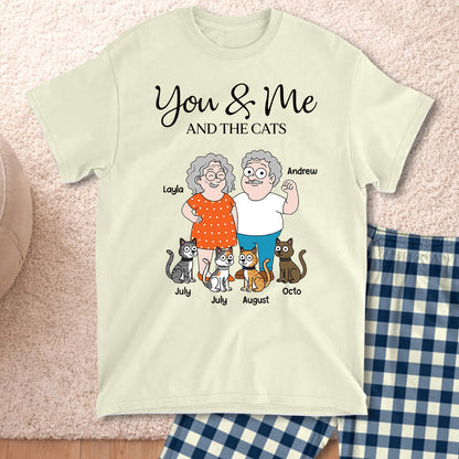 PSTPA11 You Me And The Cat - Personalized Custom Pajama Set