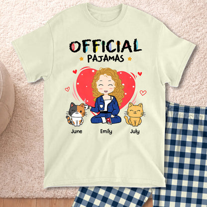PST107 Sleep Shirt Cat Lover-Personalized Custom Pajama Set