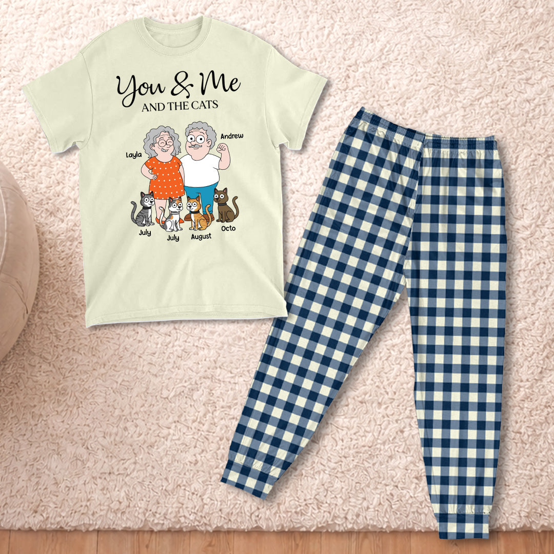 PSTPA11 You Me And The Cat - Personalized Custom Pajama Set