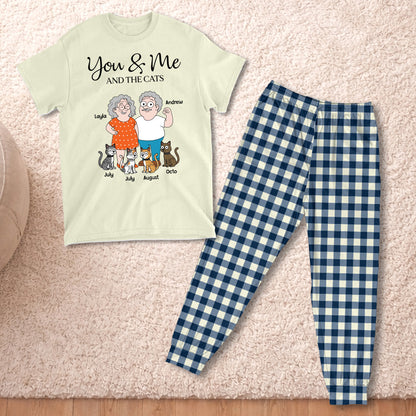 PSTPA11 You Me And The Cat - Personalized Custom Pajama Set
