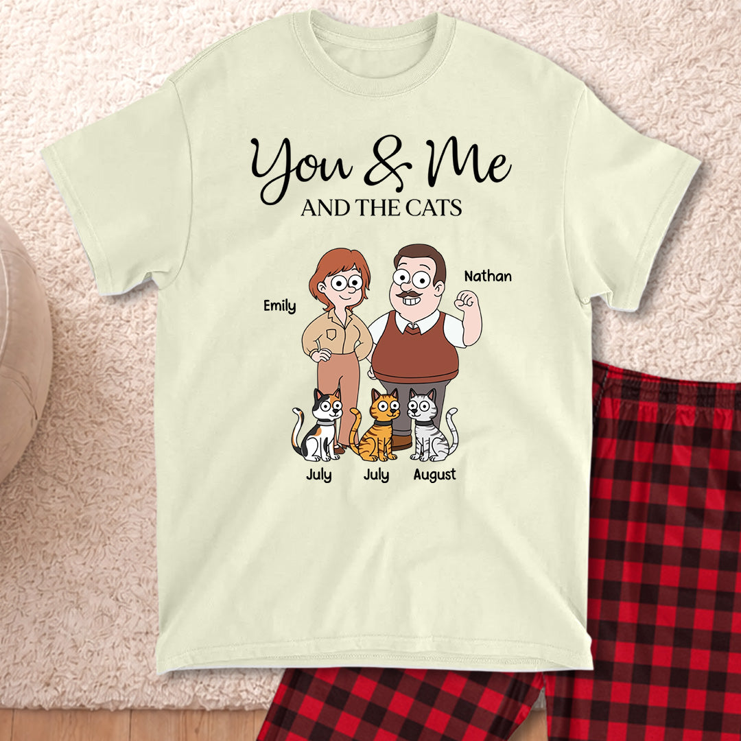 PSTPA11 You Me And The Cat - Personalized Custom Pajama Set
