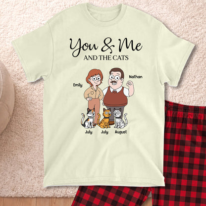 PSTPA11 You Me And The Cat - Personalized Custom Pajama Set