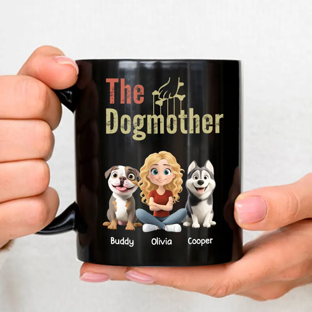 UPST106 The Dogfather The Dogmother - Personalized Black Mug