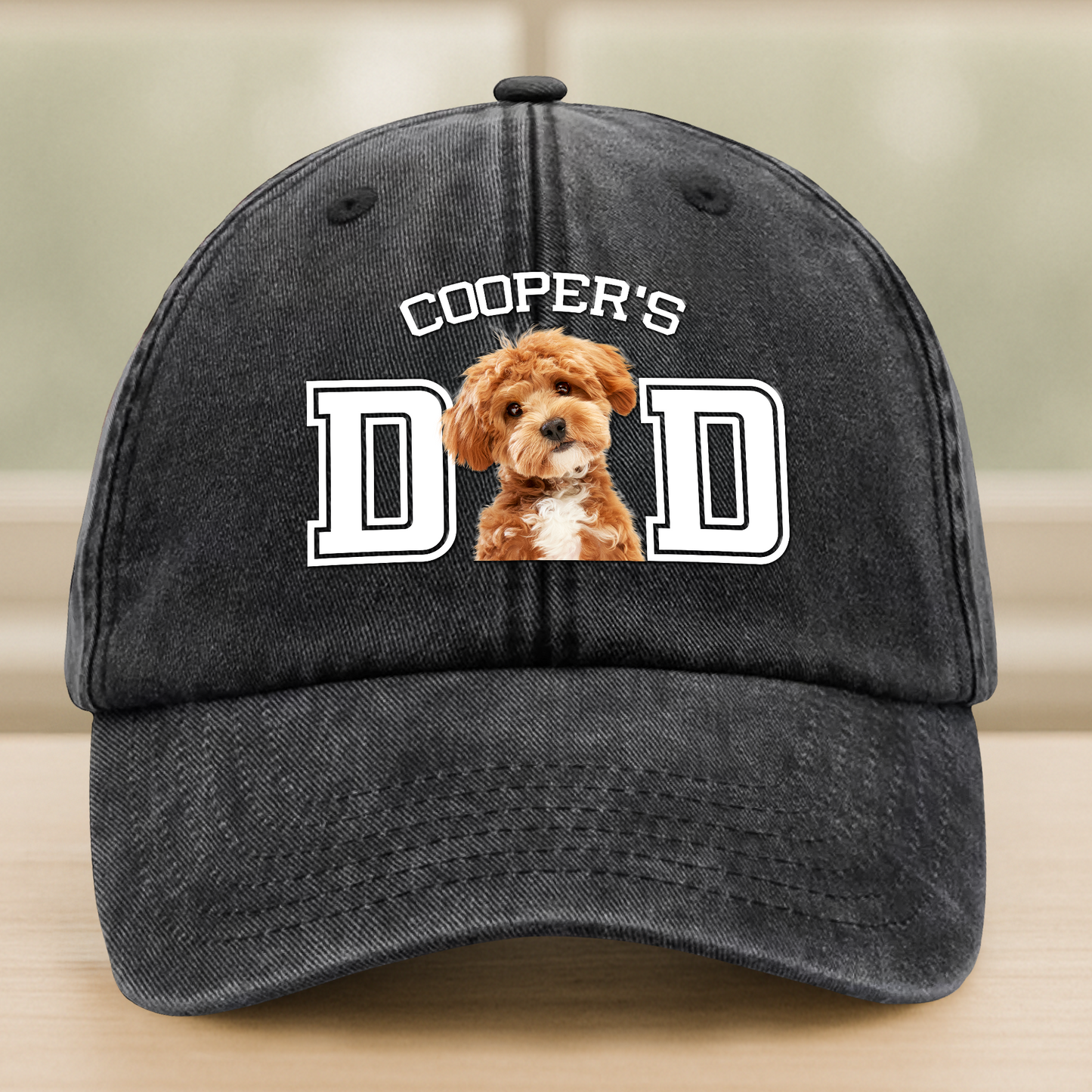 UPST43 Dog Cat Dad Mom Custom Photo - Personalized Custom Wash Denim Cap