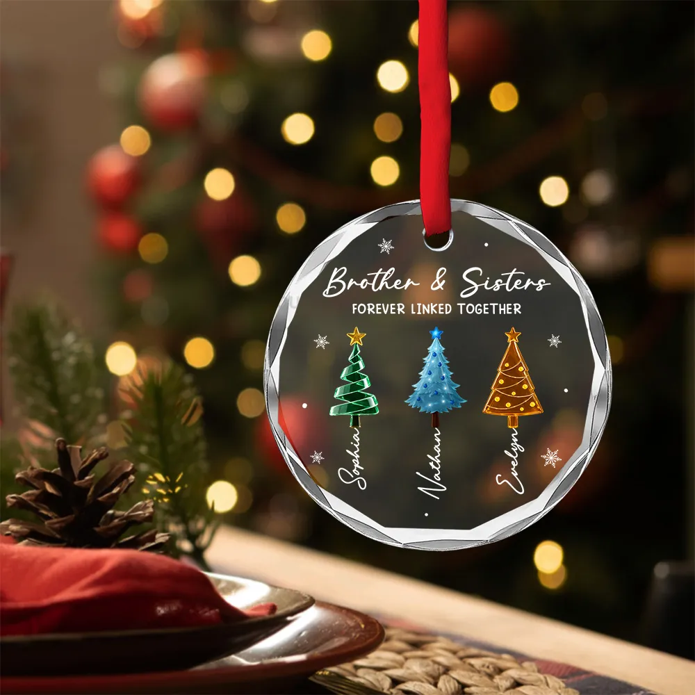 UPST143 Siblings Together Christmas - Personalized Glass Ornament