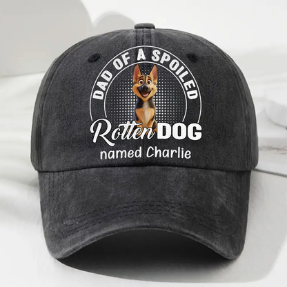 UPST58 Dad Of A Spoiled Rotten Dog - Personalized Custom Wash Denim Cap