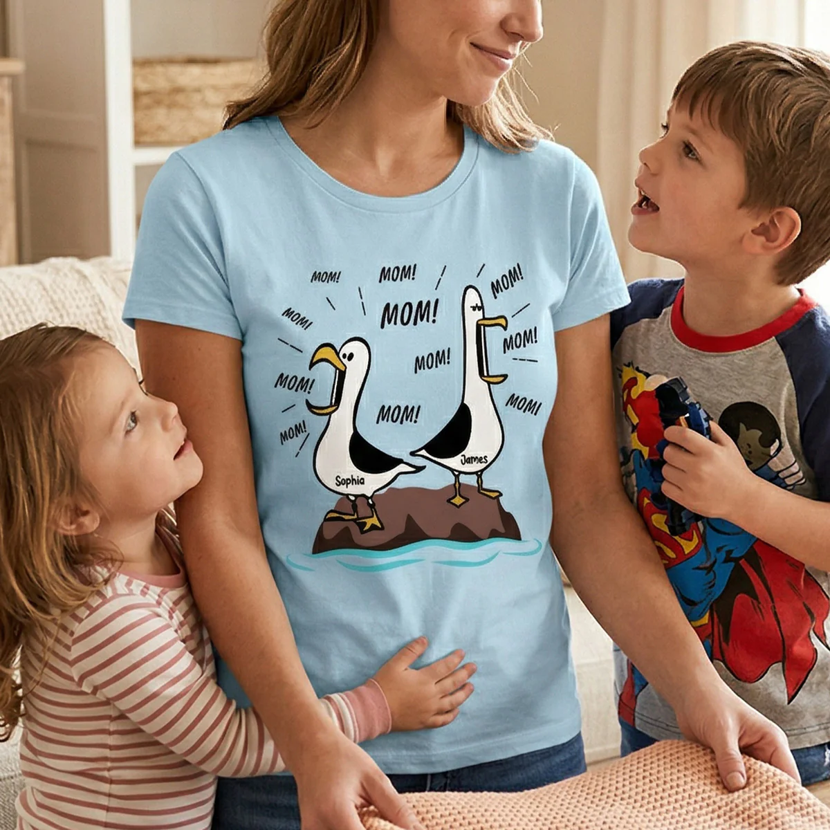 UPST97 Seagull Mom Mom Mom Funny - Personalized T-shirt Hoodie