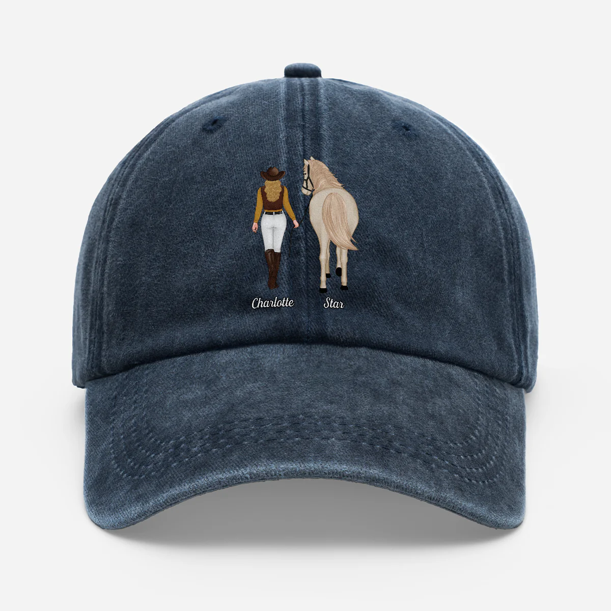 UPST93 Horse Lovers - Personalized Custom Wash Denim Cap