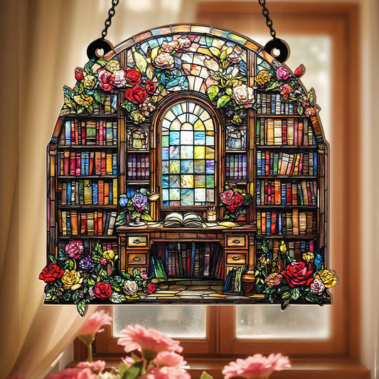 PSSW17 Literary Garden Of Rose Window Hanging Suncatcher Ornament