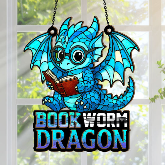 PSSW06 Book Dragon Window Hanging Suncatcher Ornament