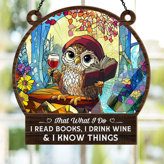 PSSW19 I Read Books And I Know Things Window Hanging Suncatcher Ornament