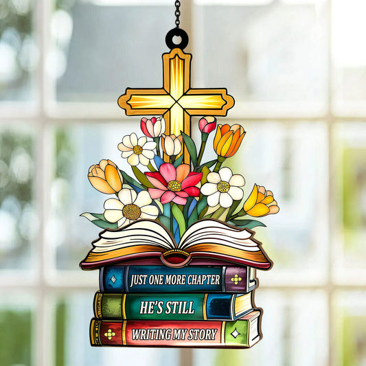 PSSW15 Just One More Chapter Window Hanging Suncatcher Ornament