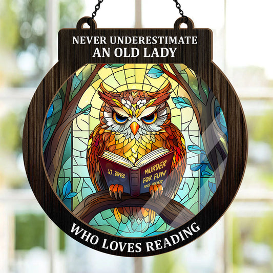 PSSW18 Never Underestimate A Woman Who Loves Reading Window Hanging Suncatcher Ornament