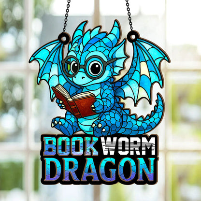 PSSW06 Book Dragon Window Hanging Suncatcher Ornament
