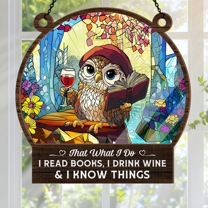 PSSW19 I Read Books And I Know Things Window Hanging Suncatcher Ornament