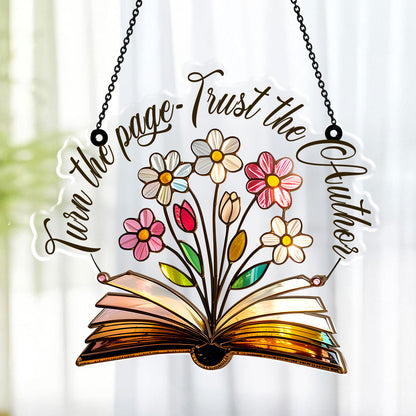 PSSW22 Turn The Page Trust The Author Window Hanging Suncatcher Ornament
