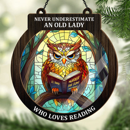 PSSW18 Never Underestimate A Woman Who Loves Reading Window Hanging Suncatcher Ornament