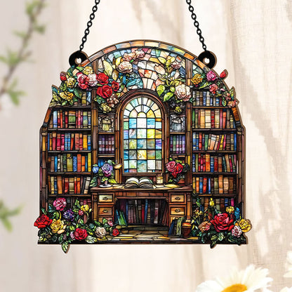 PSSW17 Literary Garden Of Rose Window Hanging Suncatcher Ornament