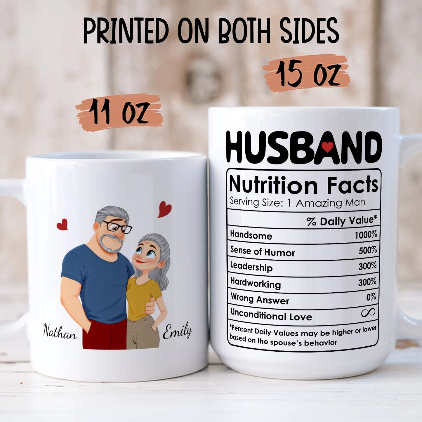 PST220 Husband Nutrition Facts - Personalized White Mug Accent Mug