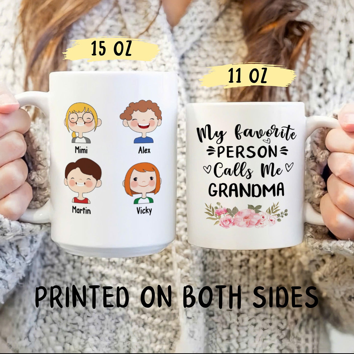 UPST03 World‘s Best Grandma - Personalized White Mug Accent Mug