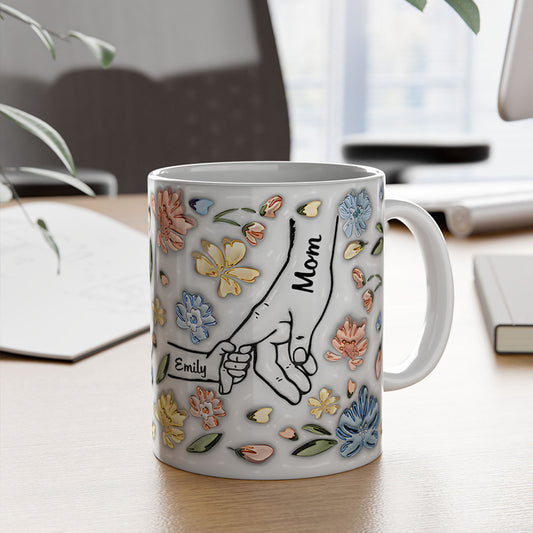 PST202 Hold My Hand 3D Inflated Effect Printed - Personalized White Mug Accent Mug