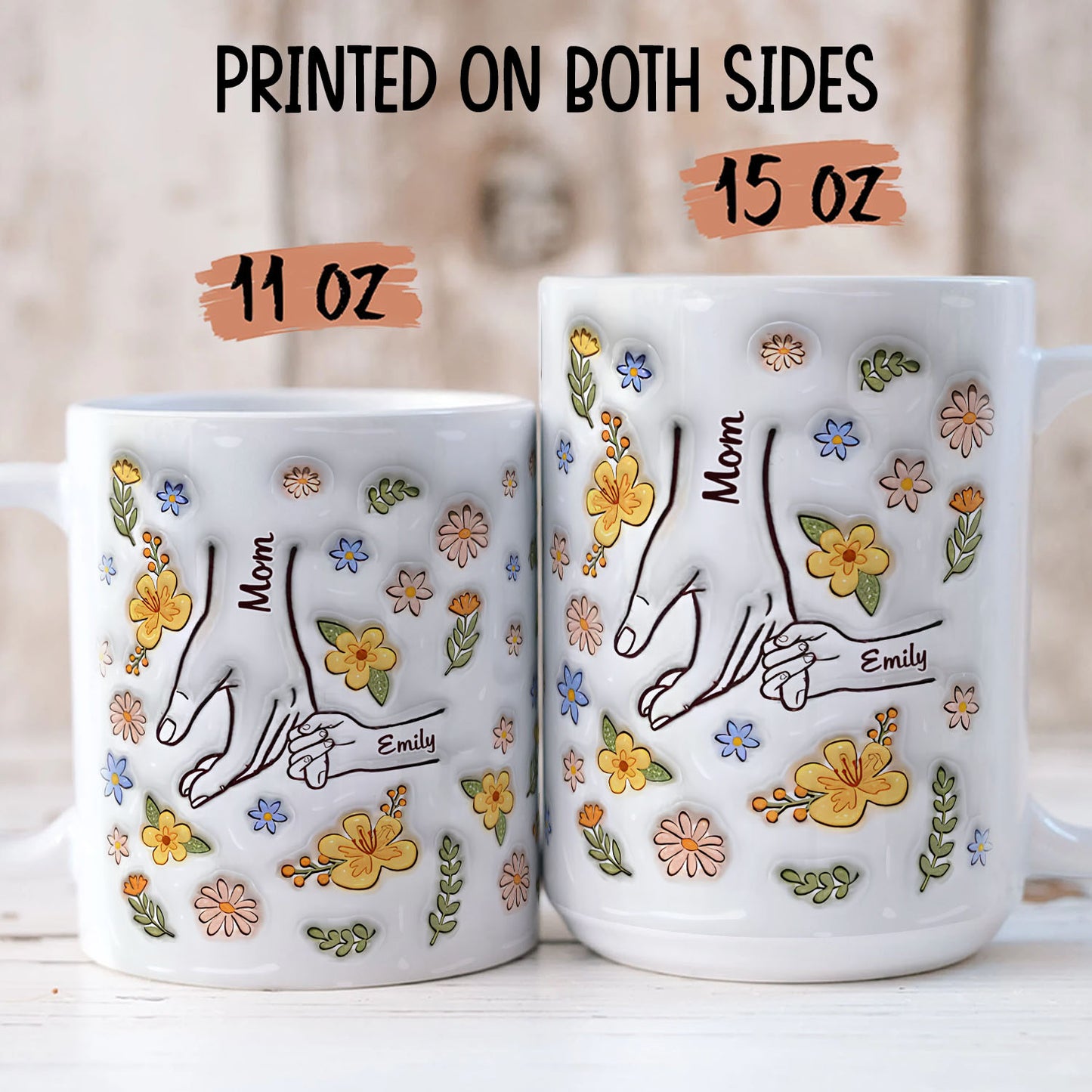 PST191 Hold My Hand 3D Inflated Effect Printed - Personalized White Mug Accent Mug