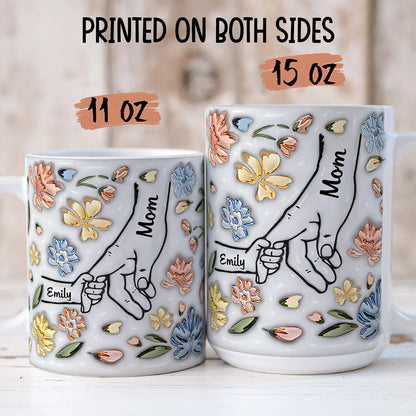 PST202 Hold My Hand 3D Inflated Effect Printed - Personalized White Mug Accent Mug