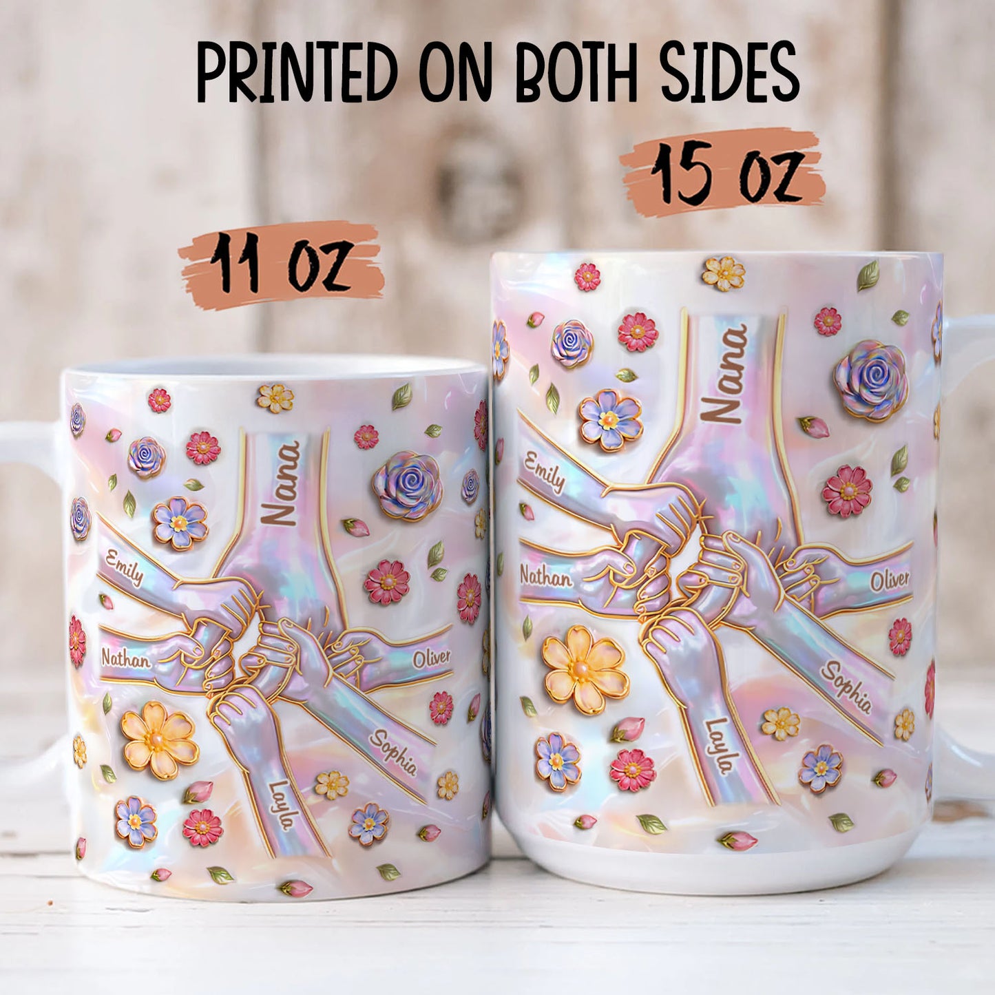 PST205 Hold My Hand 3D Inflated Effect Printed - Personalized White Mug Accent Mug