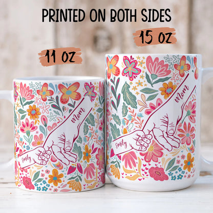PST203 Happy Mother's Day Kids Holding Hand - Personalized White Mug Accent Mug
