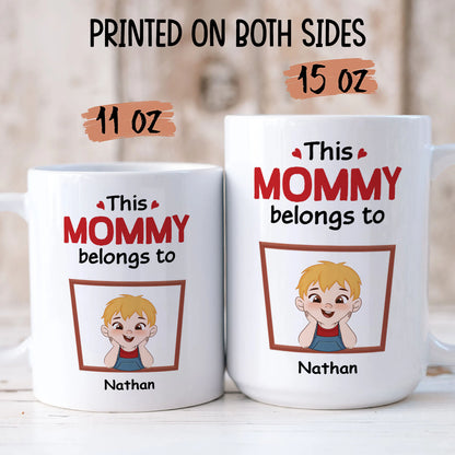PST196 This Mommy Grandma Belongs To - Personalized White Mug Accent Mug
