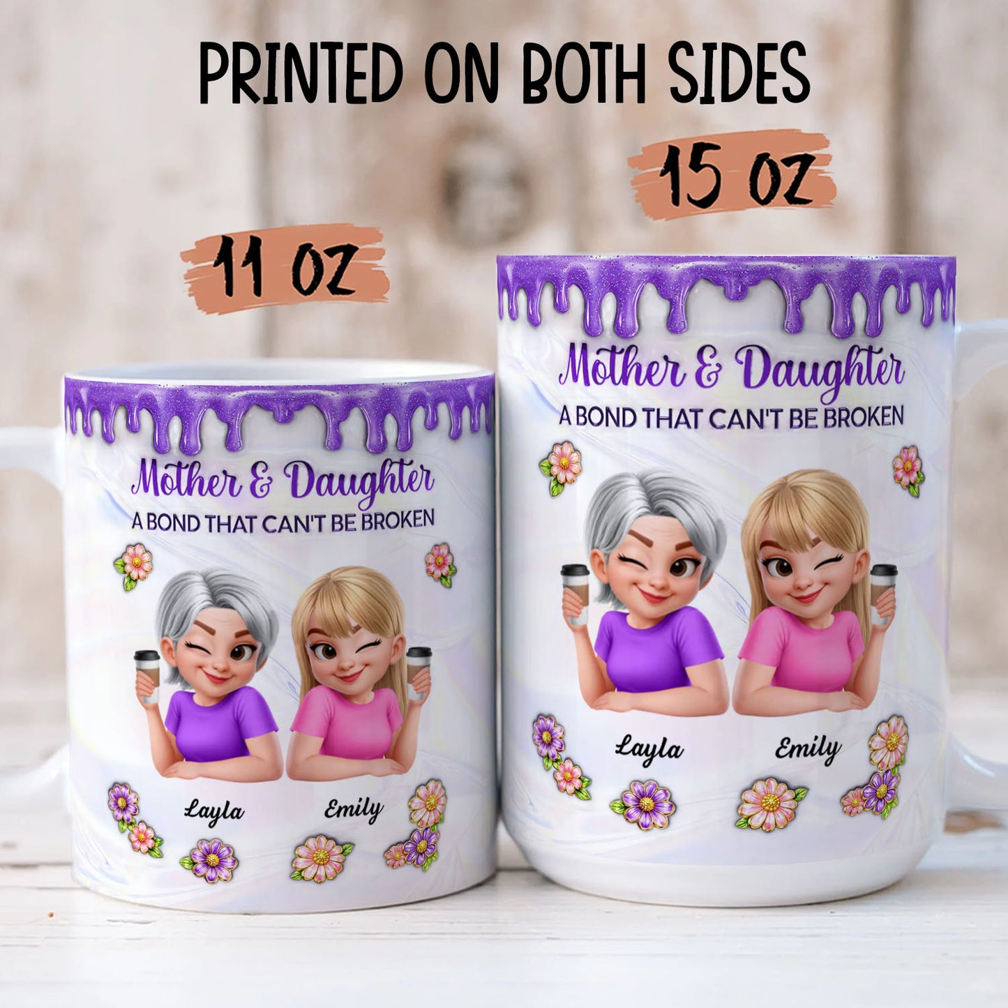 PST207 Mother & Daughter A Bond That Can't Be Broken - Personalized White Mug Accent Mug