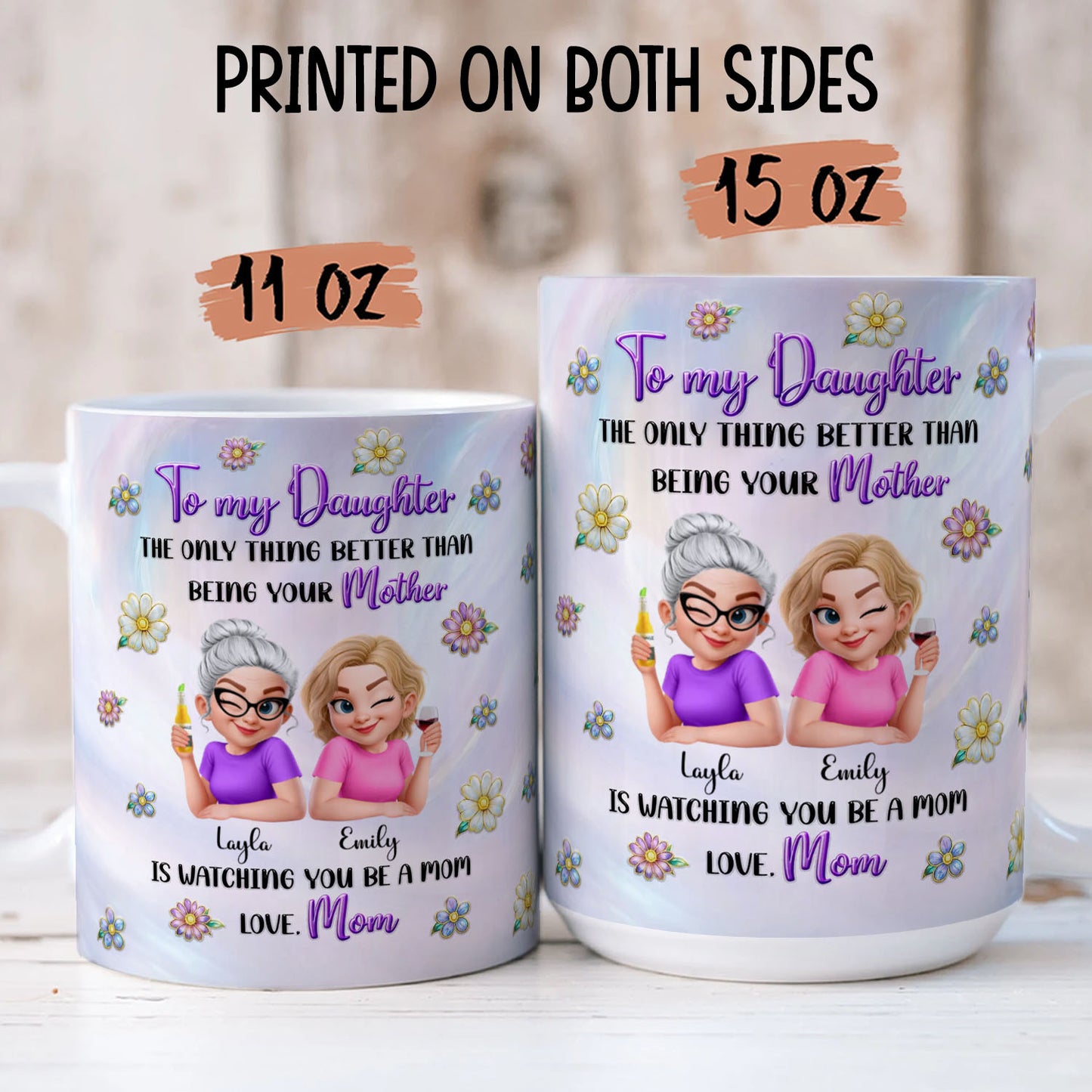 PST208 Happy Mother's Day Mom & Daughter - Personalized White Mug Accent Mug