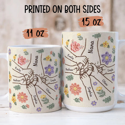 PST204 Hold My Hand Faux Embroidery Effect - Personalized White Mug Accent Mug