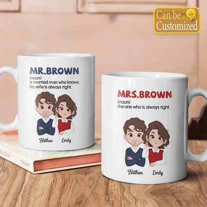 PST116 Mr And Mrs Married For Couple - White Mug Accent Mug