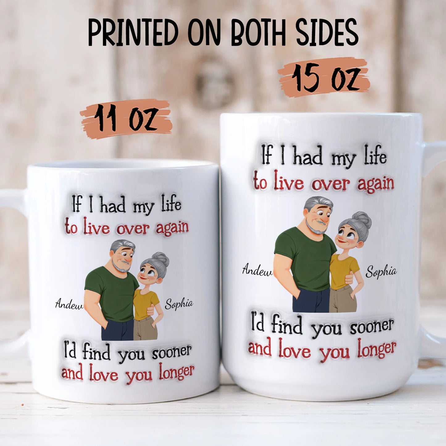 PST156 If I Had My Life To Live Over Again - Personalized White Mug Accent Mug