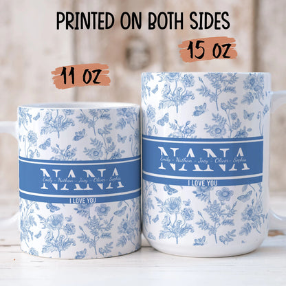 PST145 Mom Nana I Love You Toile De Jouy - Personalized White Mug Accent Mug