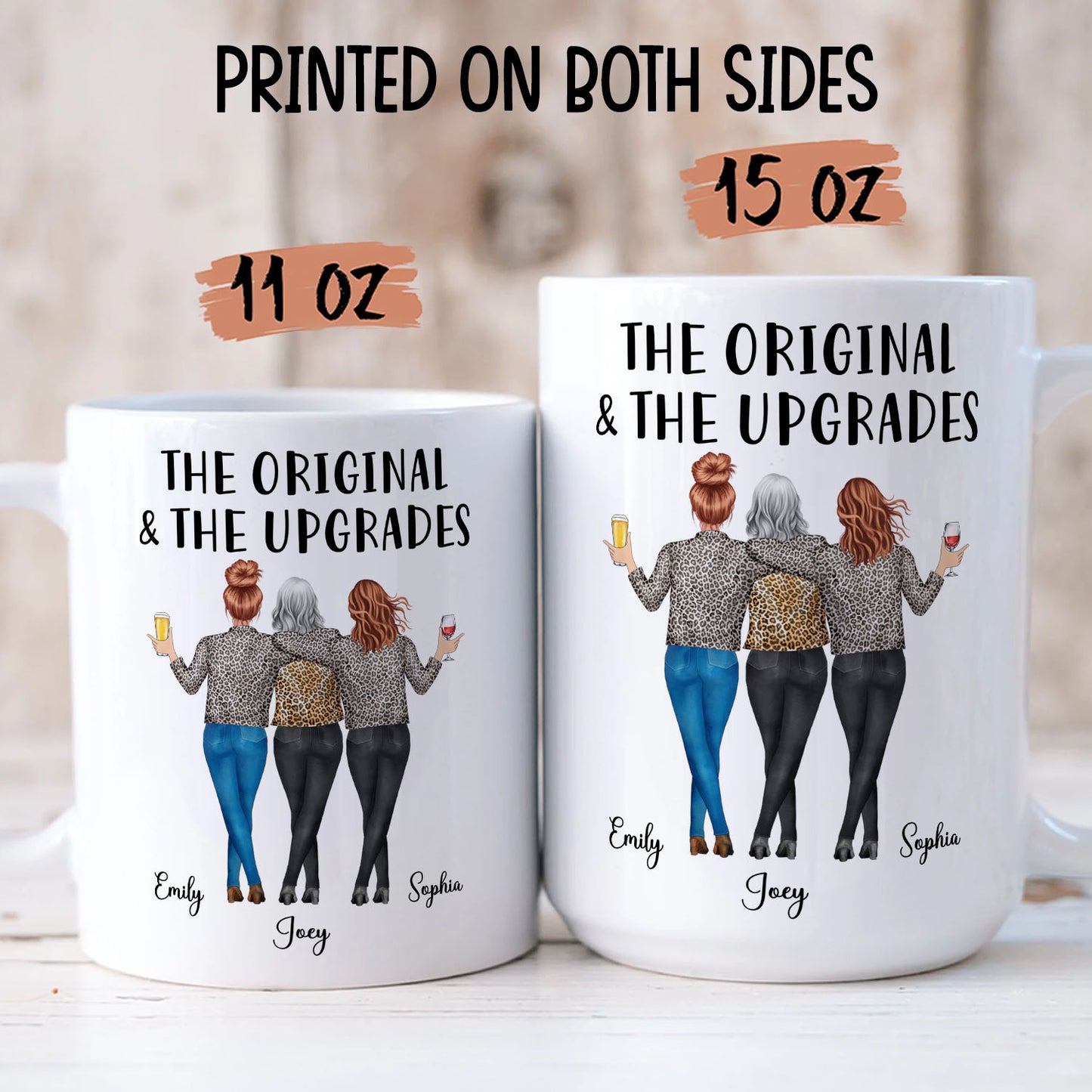 PST146 The Original & The Upgrade - Personalized White Mug Accent Mug