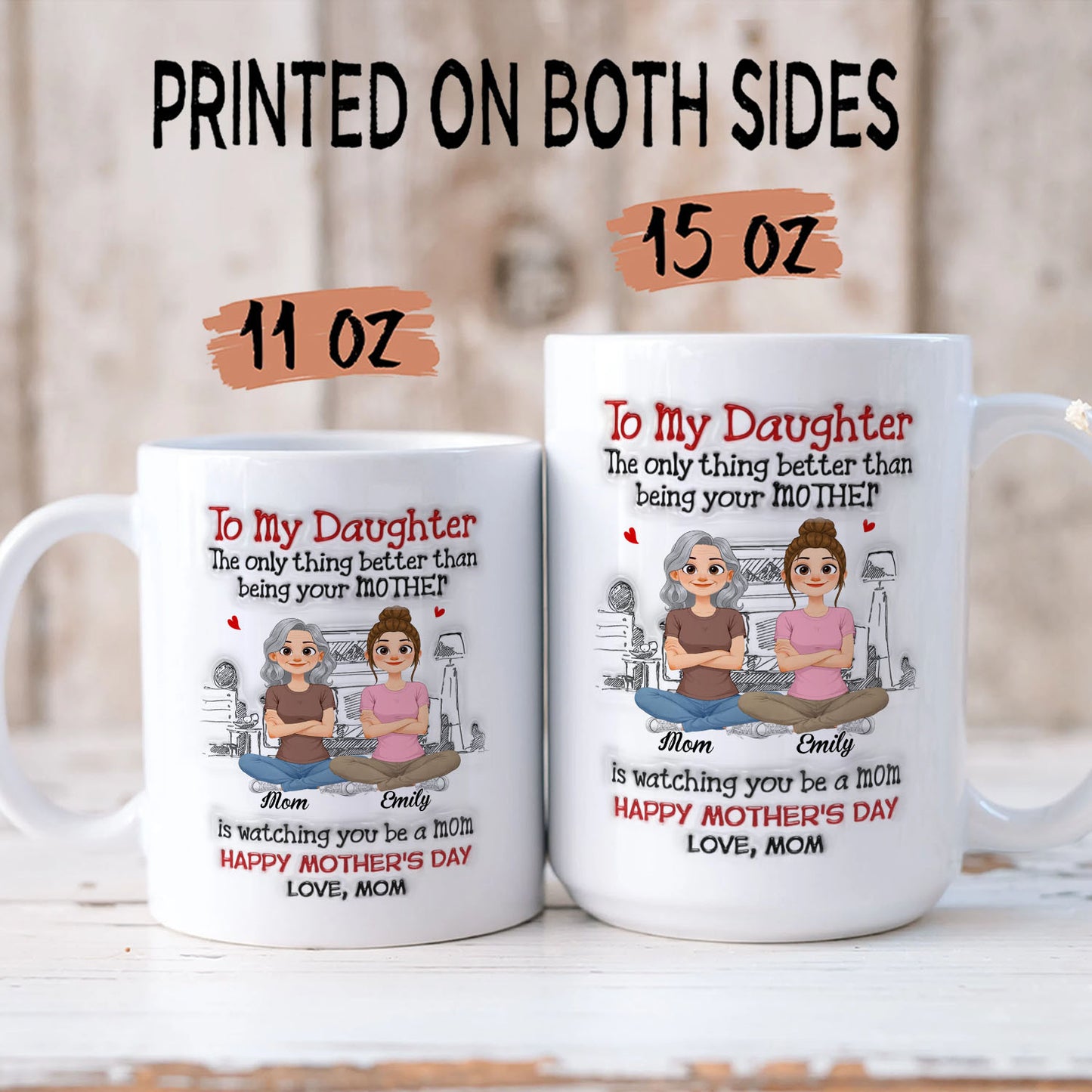 PST165 Watching You Be A Mom Happy Mother's Day - Personalized White Mug Accent Mug