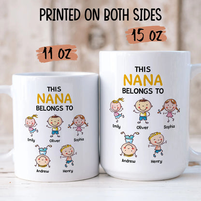 PST142 This Mom Nana Belongs To - Personalized White Mug Accent Mug