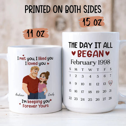 PST199 I Met You I Liked You I Love You - Personalized White Mug Accent Mug