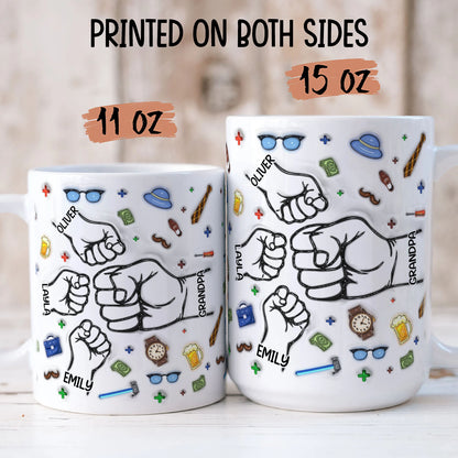 TPST01 Happy Father's Day Fist Bump Dad And Kid 3D Inflated Effect - Personalized Mug