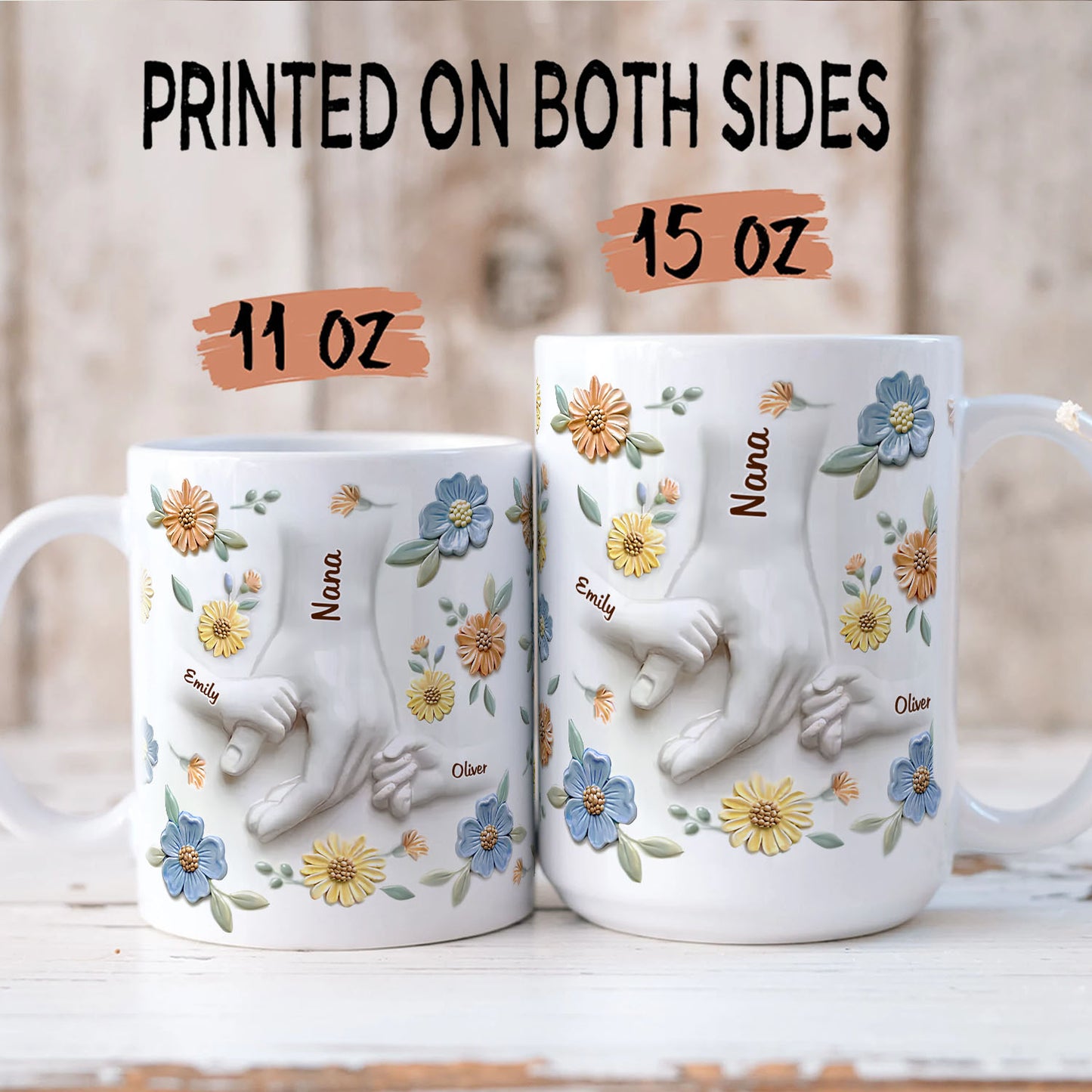 PST137 Hold My Hand 3D Inflated Effect Printed - Personalized White Mug Accent Mug