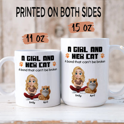 PSTM18 A Woman And Her Cat - White Mug Accent Mug
