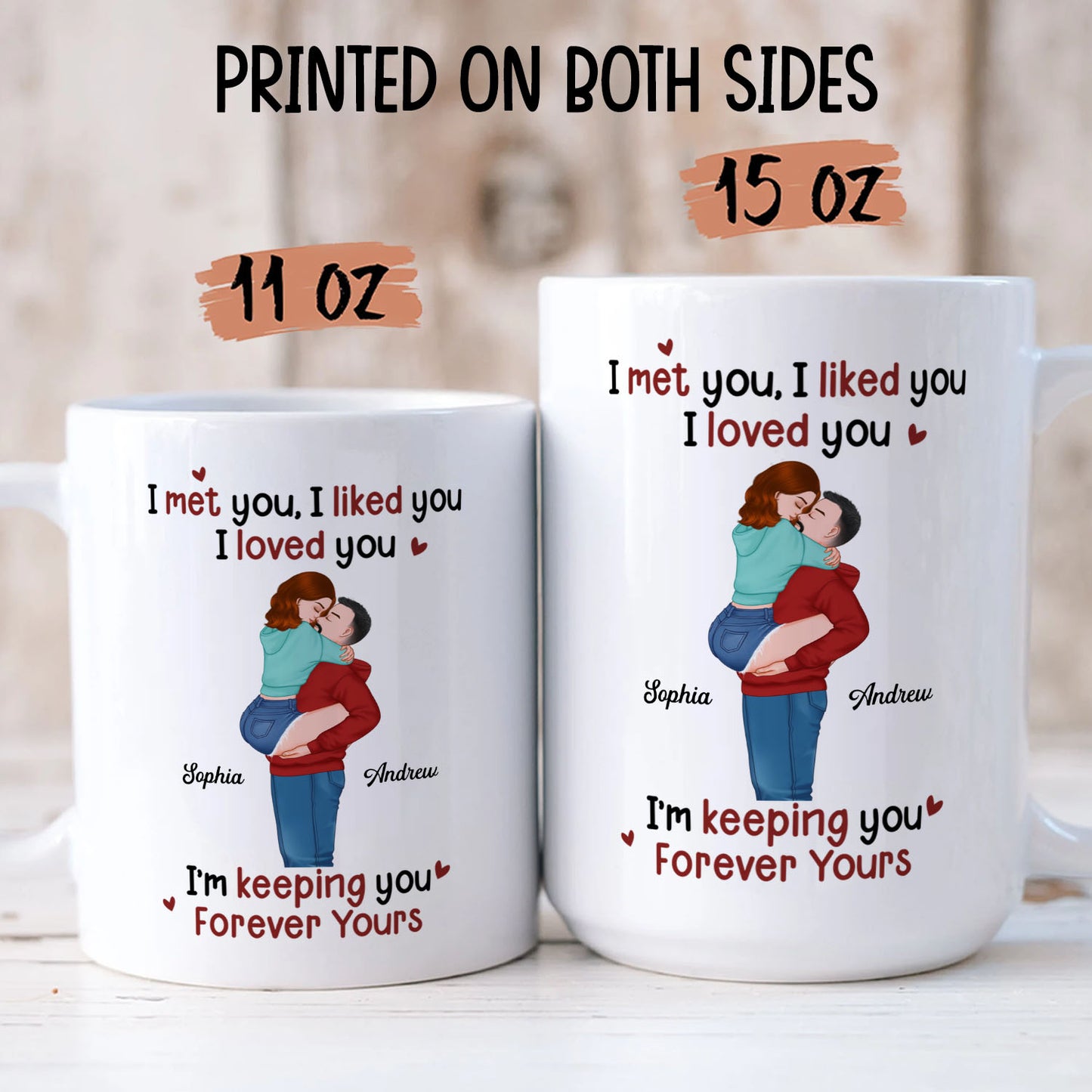 PST168 I Met You I Liked You I Love You - Personalized White Mug Accent Mug