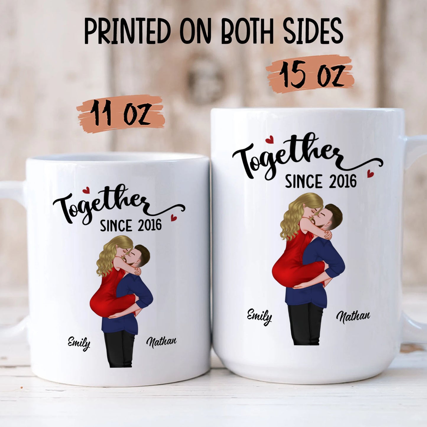 PST167 Together Forever - Personalized White Mug Accent Mug