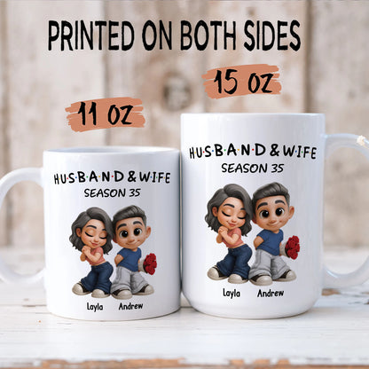 PST128 Hubby and Wifey Rose Couple - White Mug Accent Mug