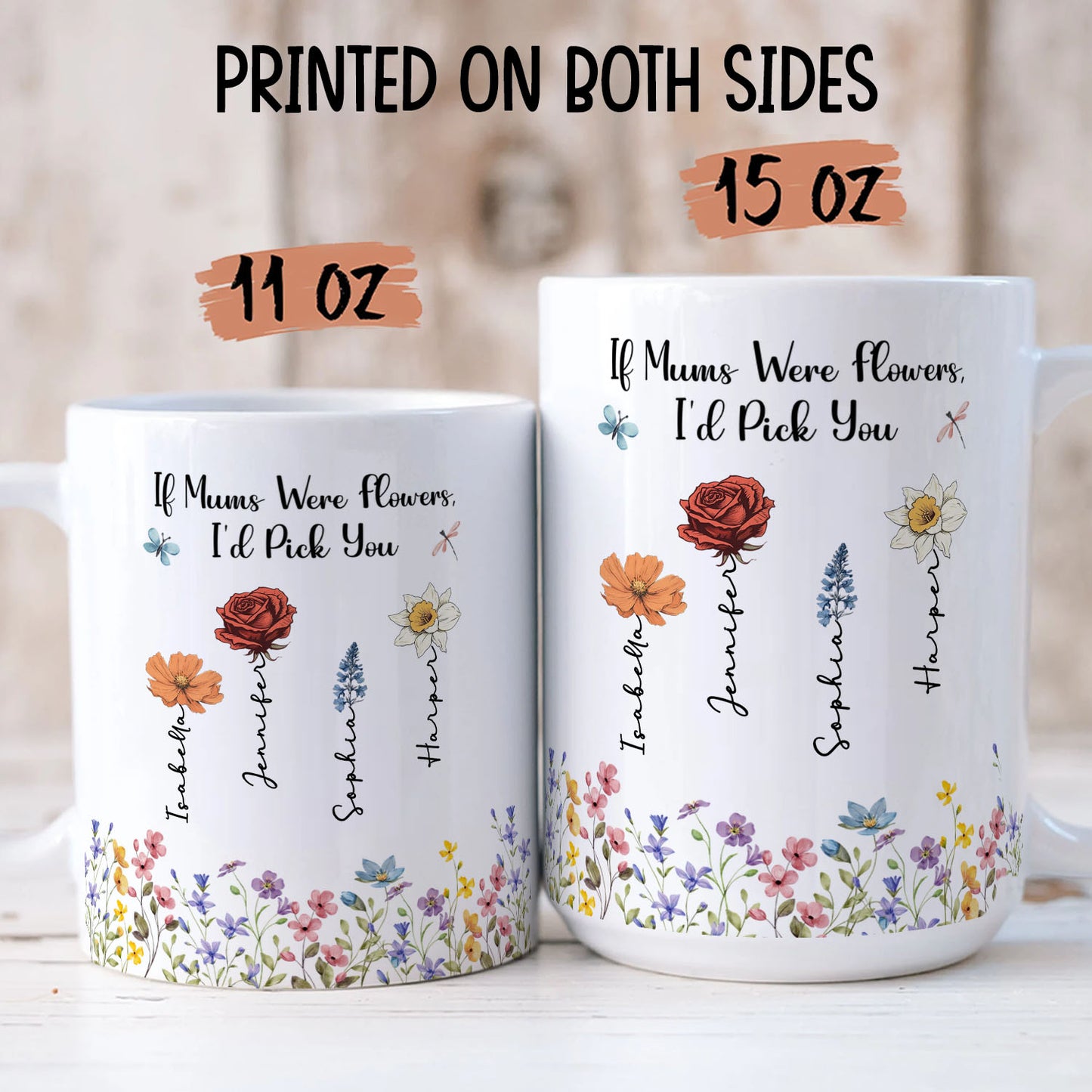 PST144 If Moms Were Flowers - Personalized White Mug Accent Mug