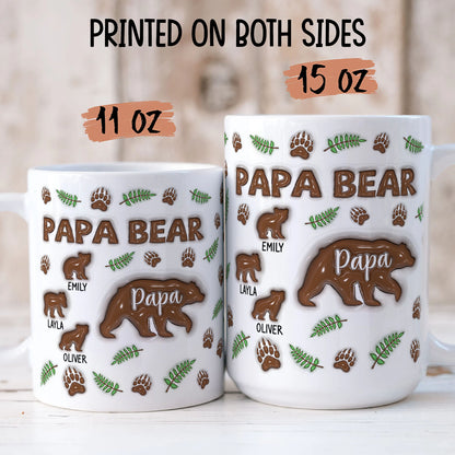 TPST02 Papa Bear 3D Inflated Effect - Personalized Mug